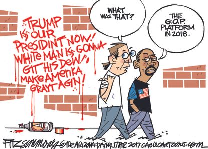 Political cartoon U.S. Trump white supremacy 2018 GOP platform