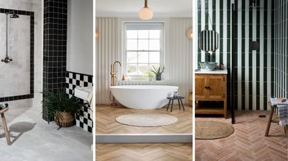 bathroom images with freestanding tub and vanity units to demonstrate essential bathroom design rules
