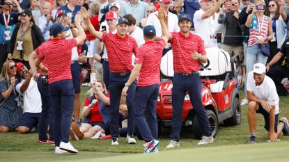 Team USA celebrates winning the 2022 Presidents Cup