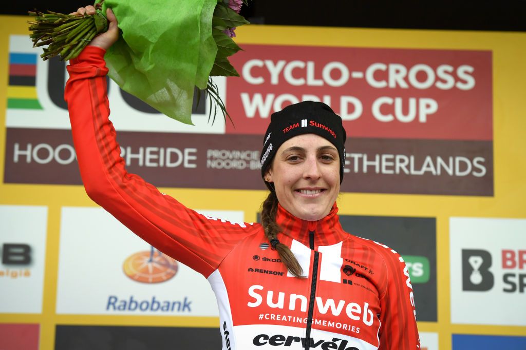 Lucinda Brand on the podium