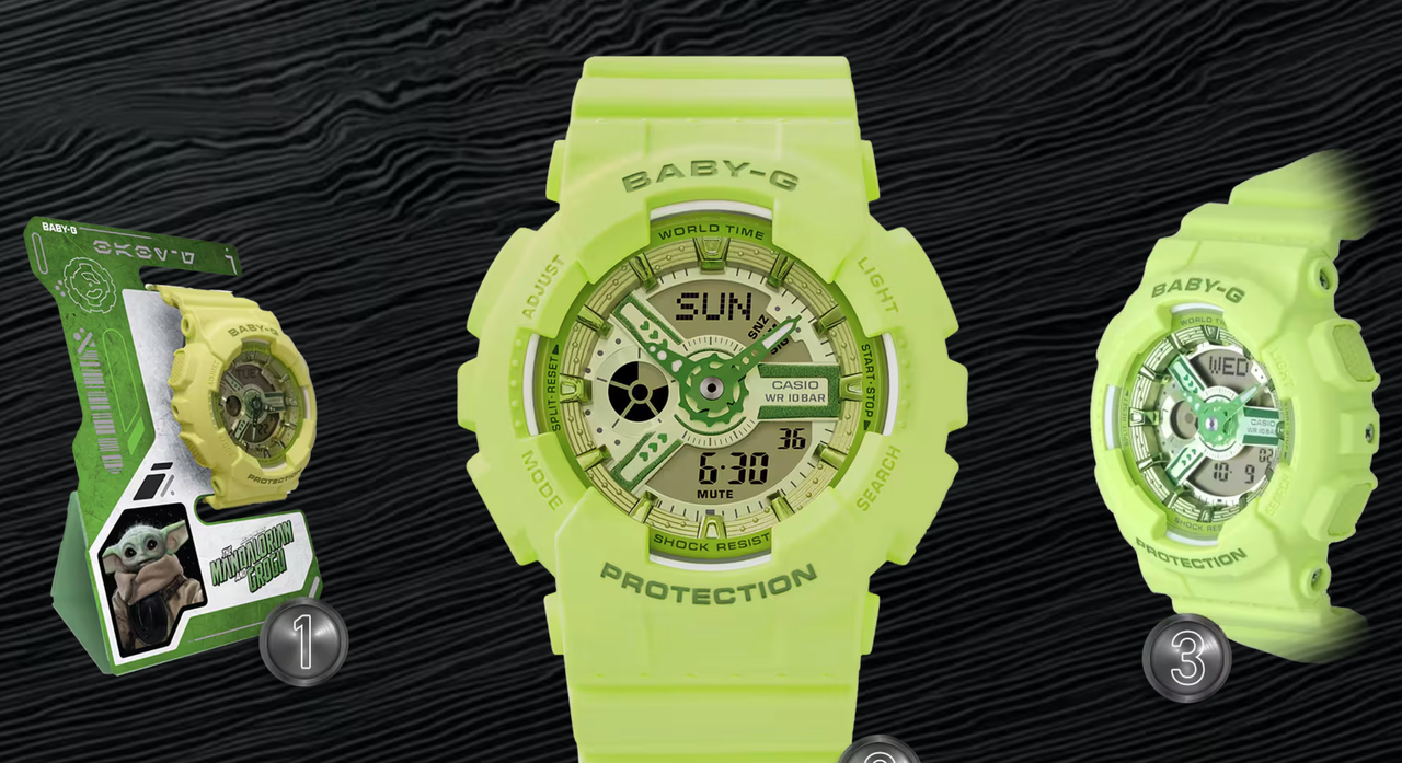 a bright green wristwatch