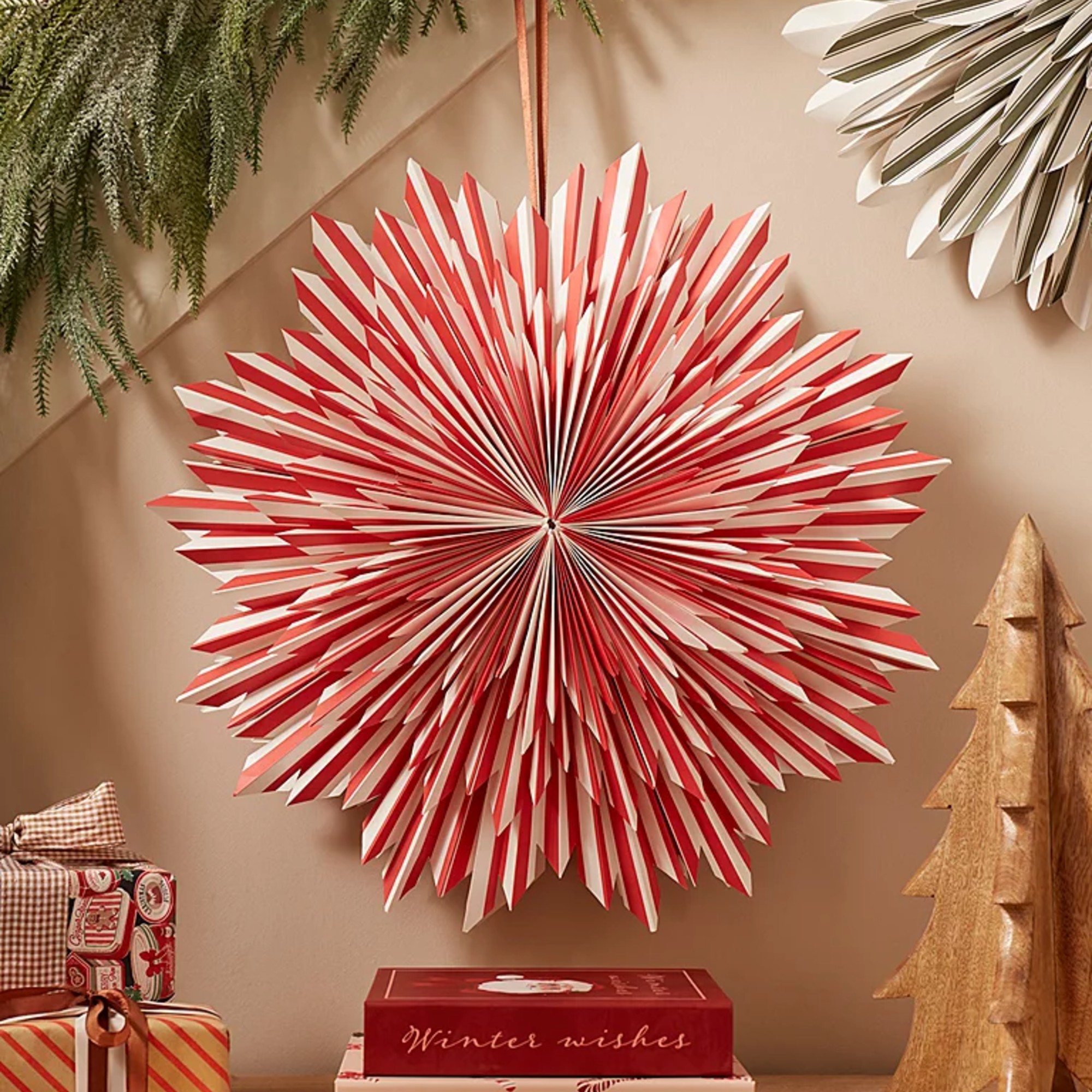 George Home Red &amp;amp; White Paper Snowflake Christmas Decoration