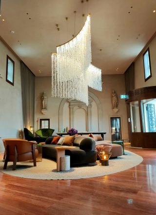 Ca’ di Dio hotel lobby with glass chandelier