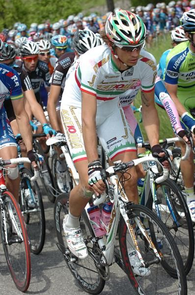 Filippo Pozzato (Team Katusha) stands up to get some more power out of his legs.