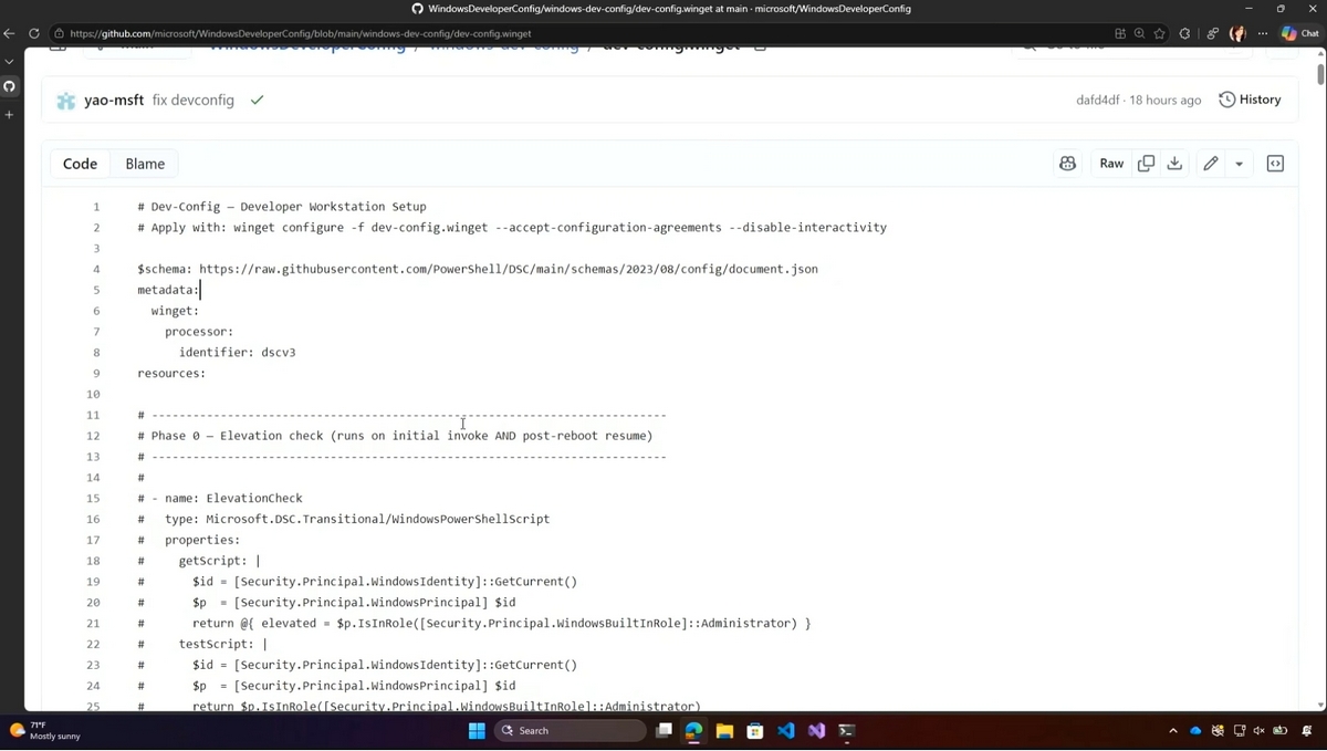 Configuration file for developer's lab setup using winget.