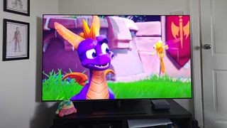 LG OLED G4 with Spyro the Dragon 2 cutscene playing on screen