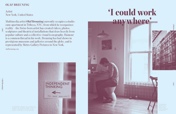 Multimedia artist Olaf Breuning in his studio-cum-apartment in Tribeca, New York