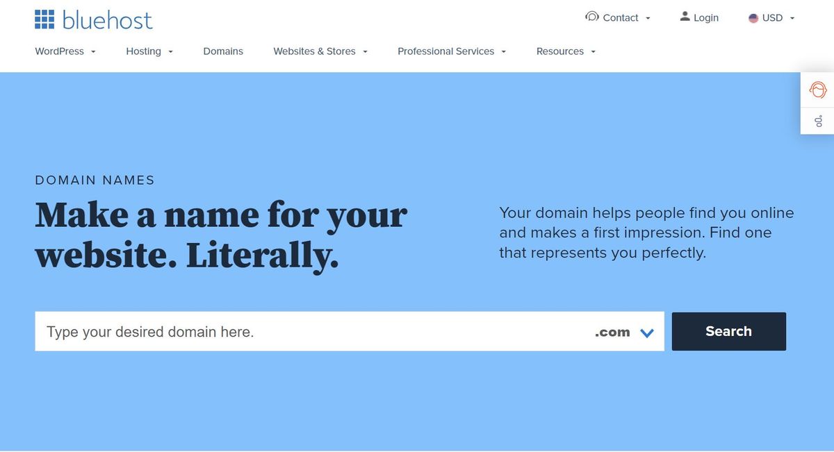 Bluehost domain registration service review