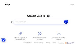Website screenshot for Web2PDF