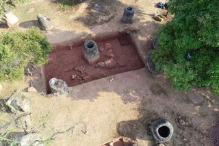 The excavations around the stone jars at Site 2 in 2019 revealed a wealth of buried archaeological materials.