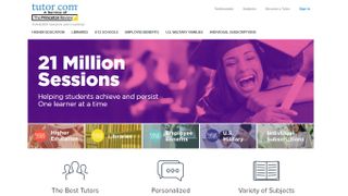Screenshot of tutor.com homepage