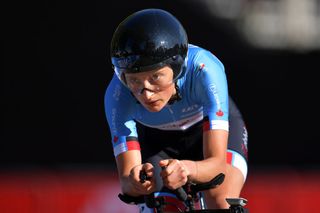 HARROGATE ENGLAND SEPTEMBER 23 Magdeleine Vallieres Mill of Canada during the 92nd UCI Road World Championships 2019 Individual Time Trial Women Junior a 137km stage from Harrogate to Harrogate ITT Yorkshire2019 Yorkshire2019 on September 23 2019 in Harrogate England Photo by Justin SetterfieldGetty Images