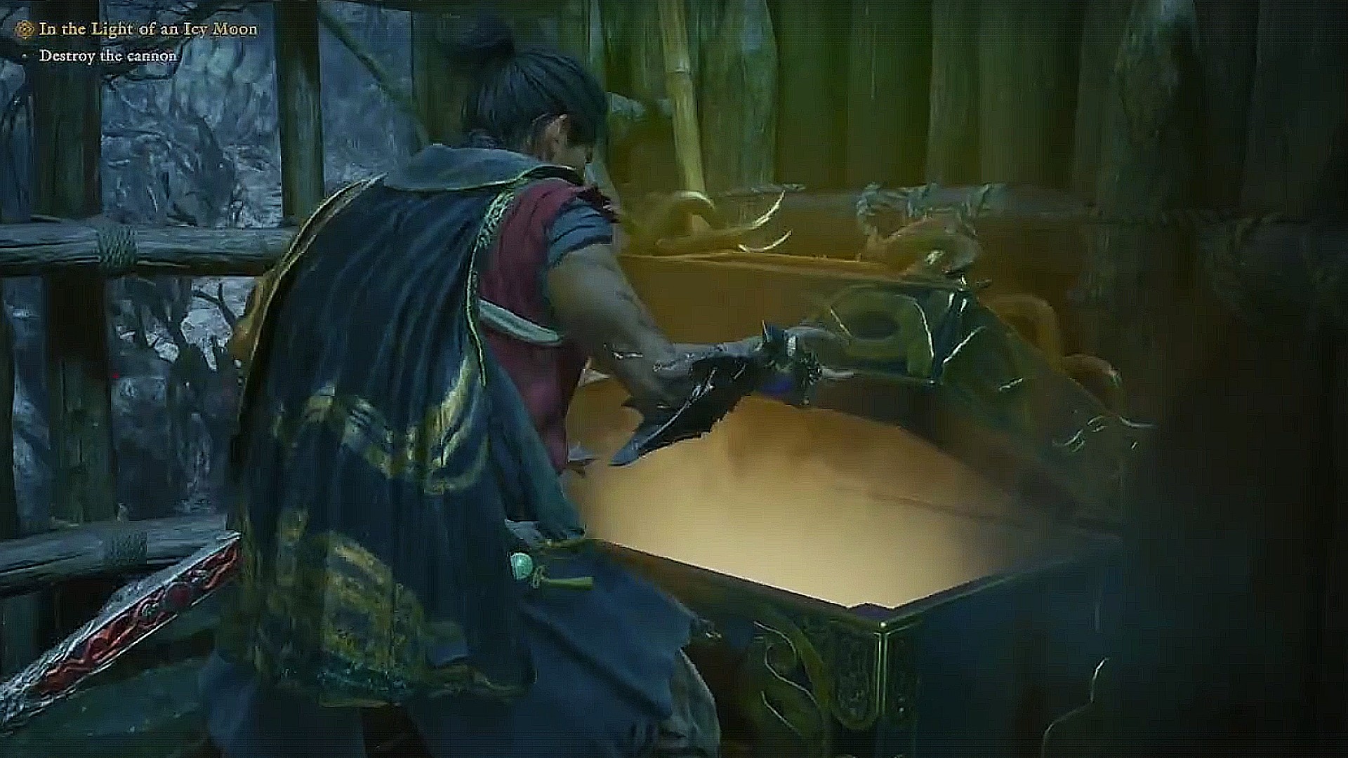 Musashi opens a chest to get an Onimusha Way of the Sword Oni Stone.