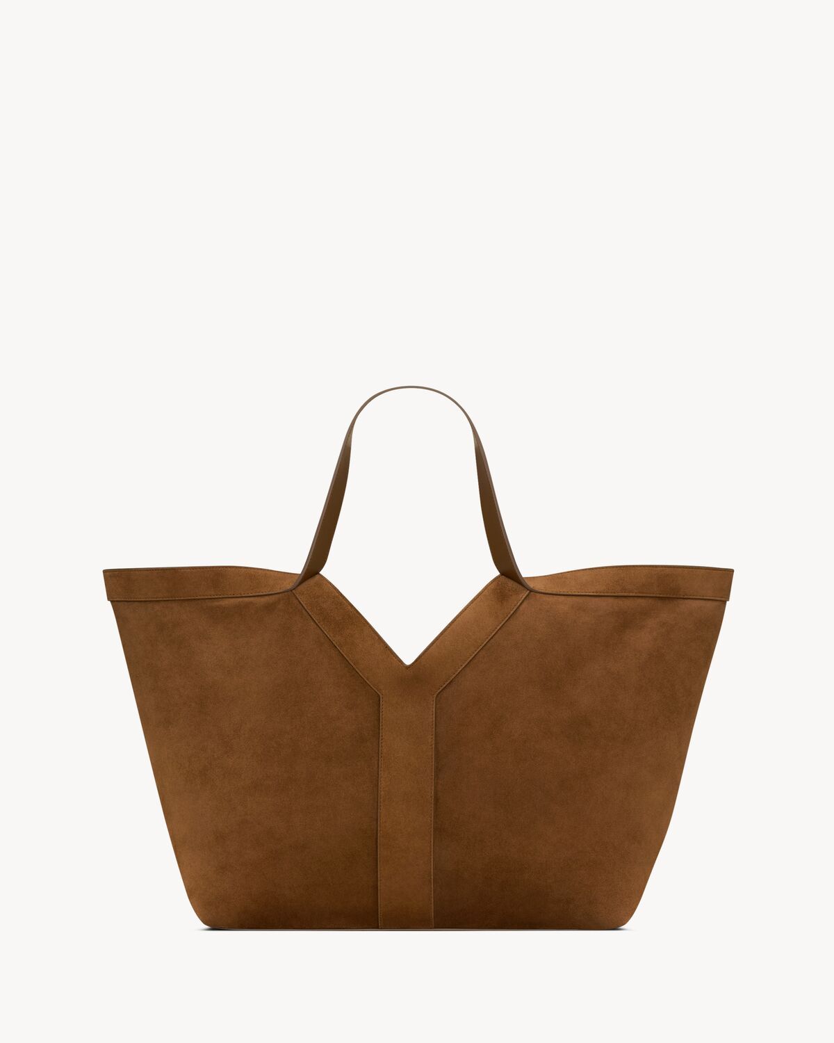 Women's Y Tote in Suede in Dark Caramel Cognac