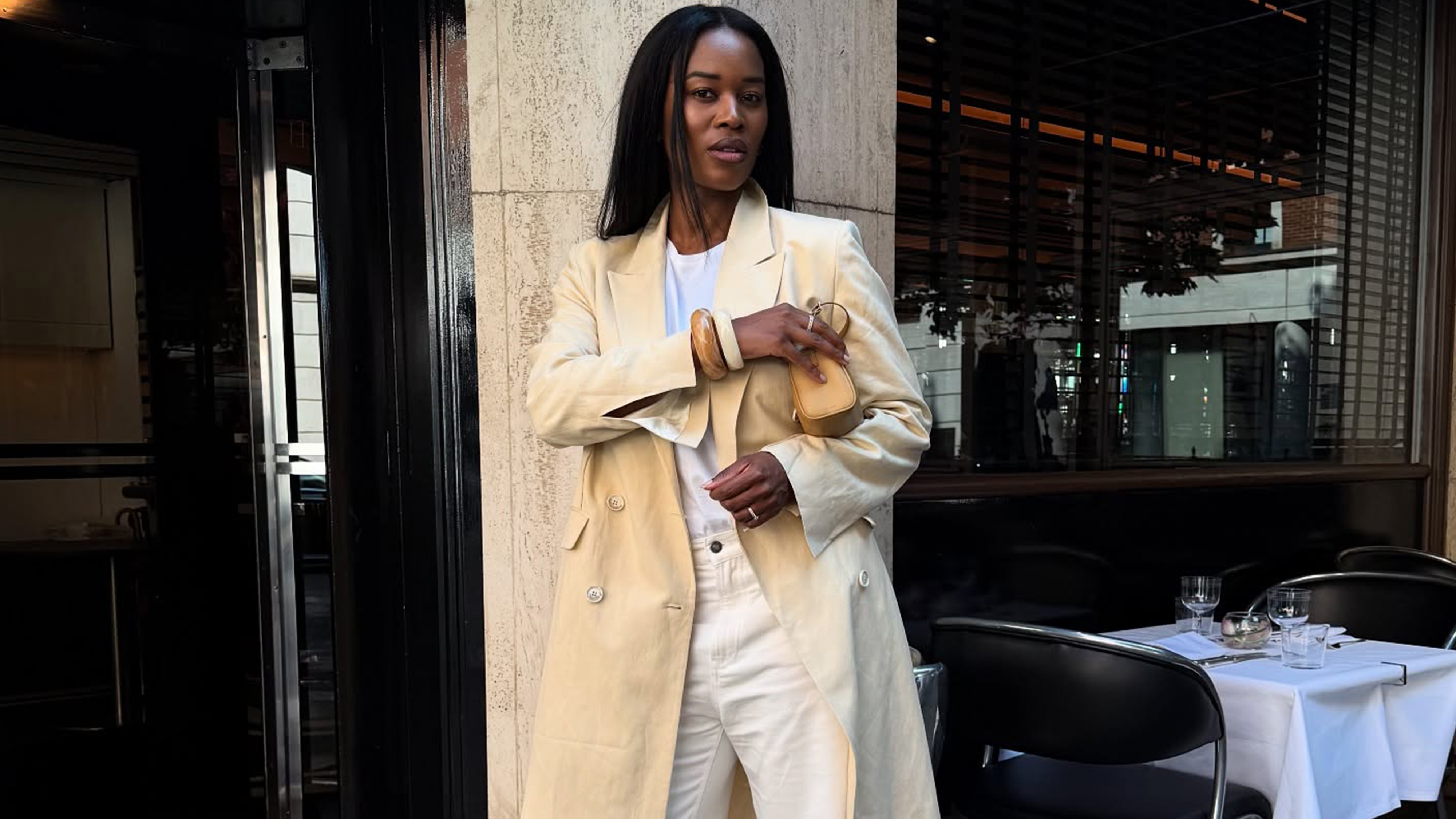 woman wearing trench coat