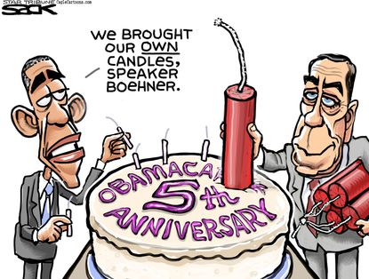
Obama cartoon U.S. Obamacare Boehner