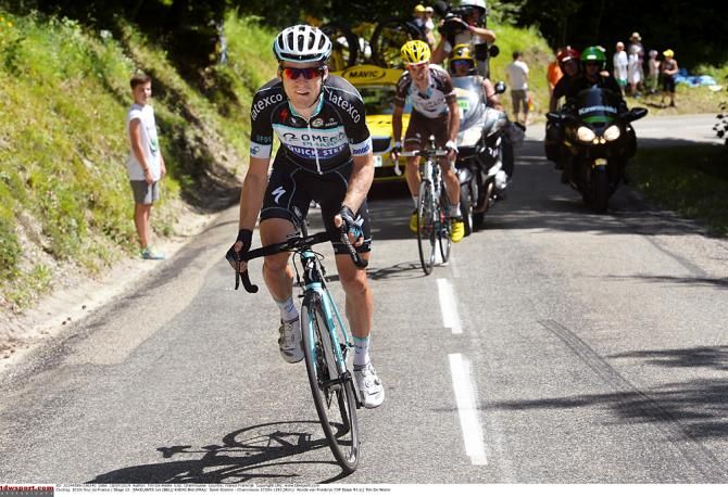 Jan Bakelants (Omega Pharma) attacks Blel Kadri (AG2R)