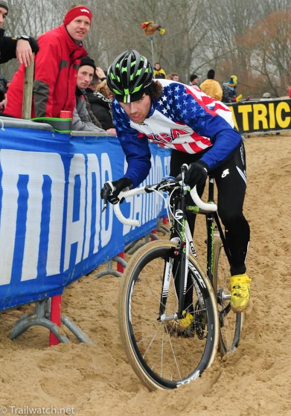 Jamey Driscoll (USA) testing the rideability of this section in practice