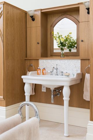 ecclesiastical style bathroom sink in 19th century rectory