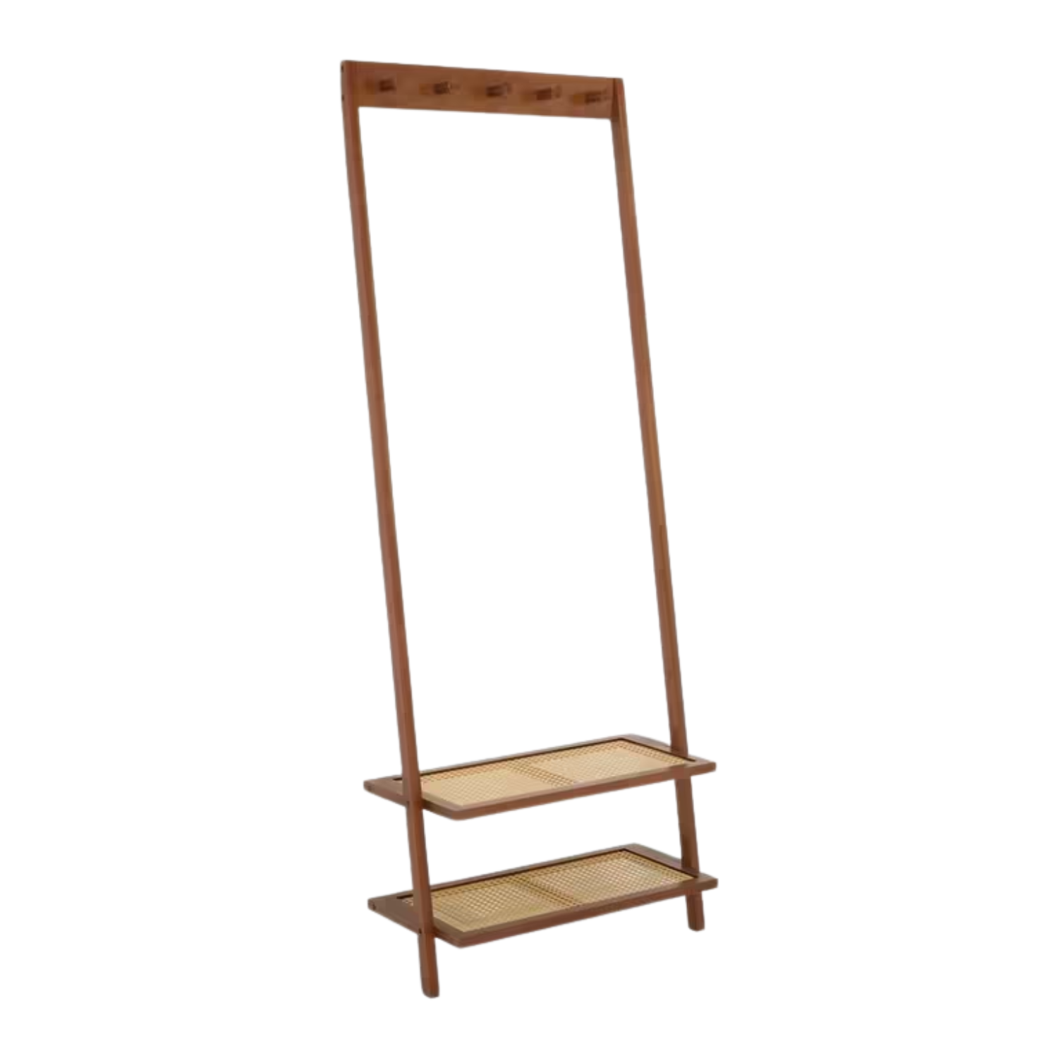 A Poly Rattan and Bamboo Leaning Clothes Rail from John Lewis