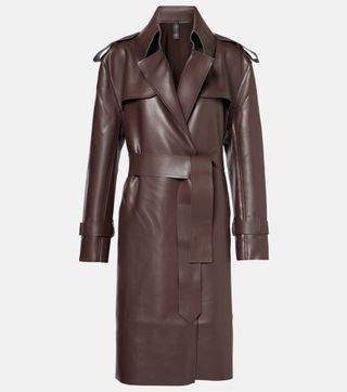 Faux Leather Trench Coat