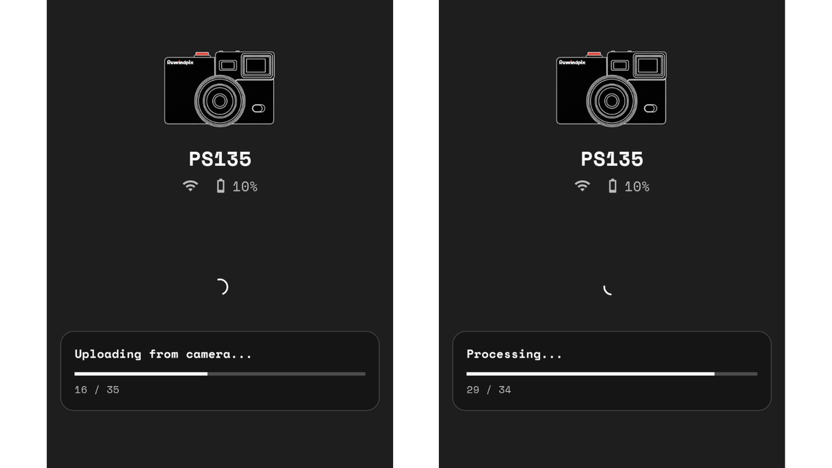 Screenshots of RewindPix app