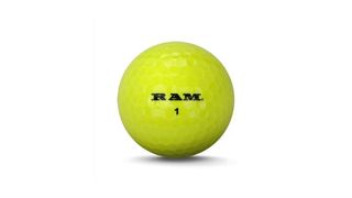 Ram Tour spin golf ball with its yellow casing
