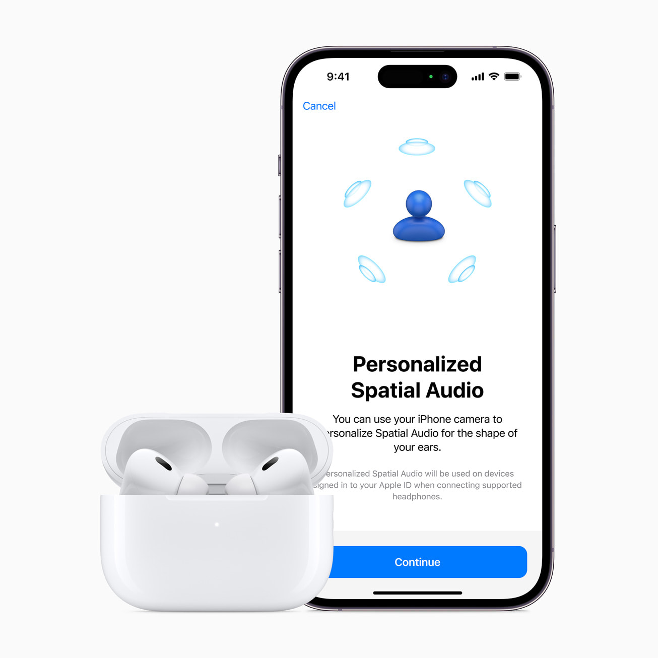 The AirPods listening experience is even more immersive with Personalized Spatial Audio.