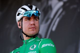 DUNLEPALESTEL FRANCE MARCH 08 Fabio Jakobsen of Netherlands and Team QuickStep Alpha Vinyl Green Points Jersey during the team presentation prior to the 80th Paris Nice 2022 Stage 3 a 191km stage from Vierzon to DunlePalestel ParisNice WorldTour on March 08 2022 in DunlePalestel France Photo by Bas CzerwinskiGetty Images