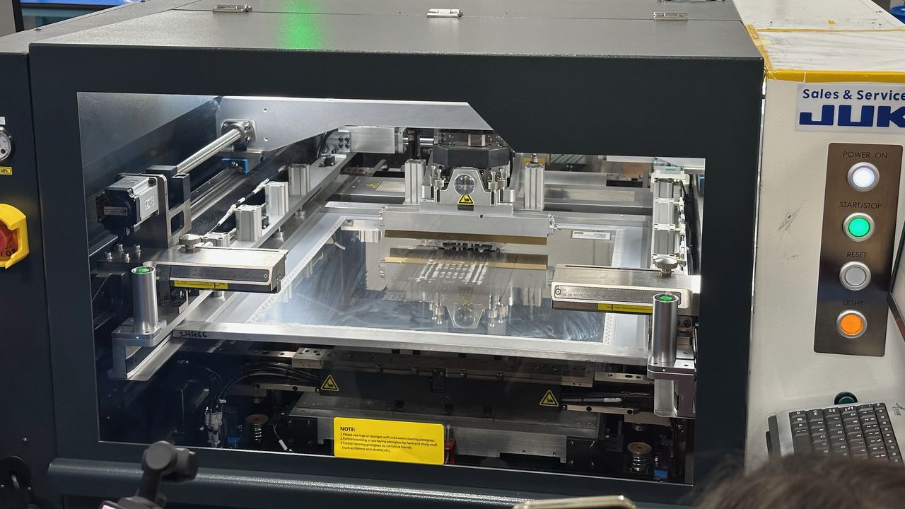 A machine in the "UltraFactory" for creating PCB components.