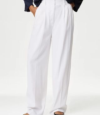 M&S Crepe Pleat Front Straight Leg Trousers