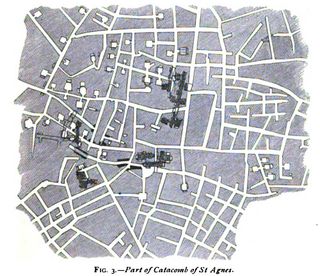 map showing the catacombs of rome