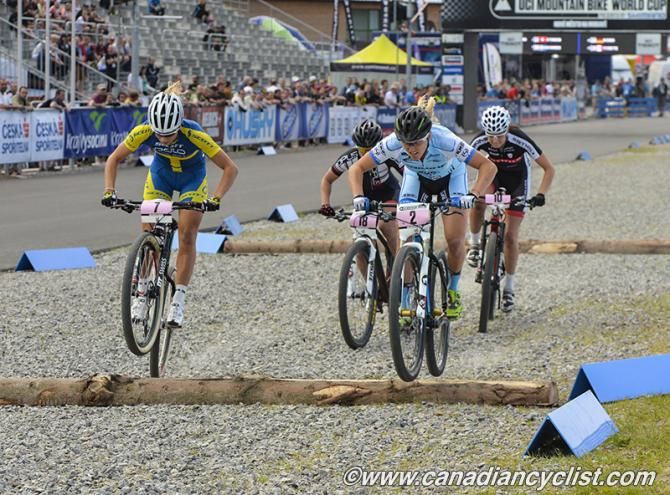 Kathrin Stirnemann (Sabine Spitz Haibike Pro Team) and Jenny Rissveds (Scott-Odlo MTB Racing Team)