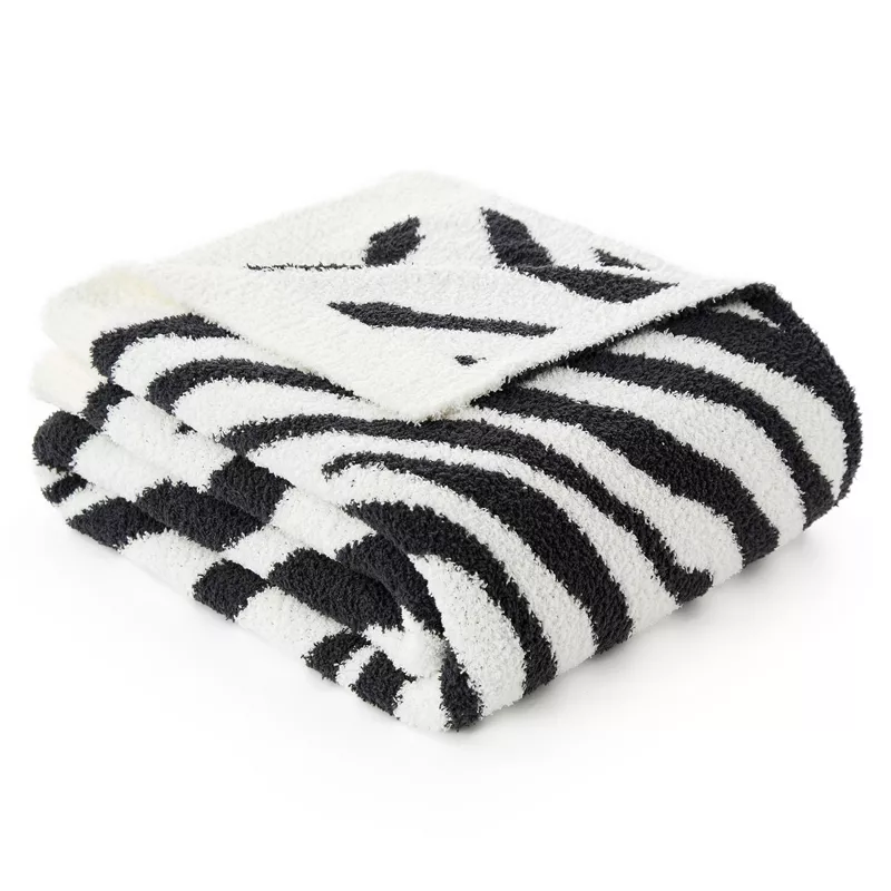Snuggle Sac Zebra Throw Blanket for Couch,ultra Soft Microfiber Knitted Blanket Cozy Warm Blankets,black(throw)