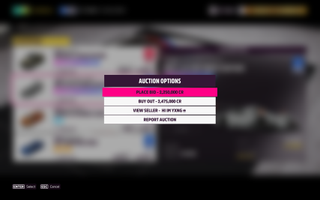 Forza Horizon 5 auction options