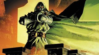 Doctor Doom standing over his empire in the Marvel comics.