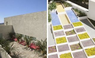 A view of the sun terrace and famed Cubist Garden by Gabriel Guévrékian at Villa Noailles