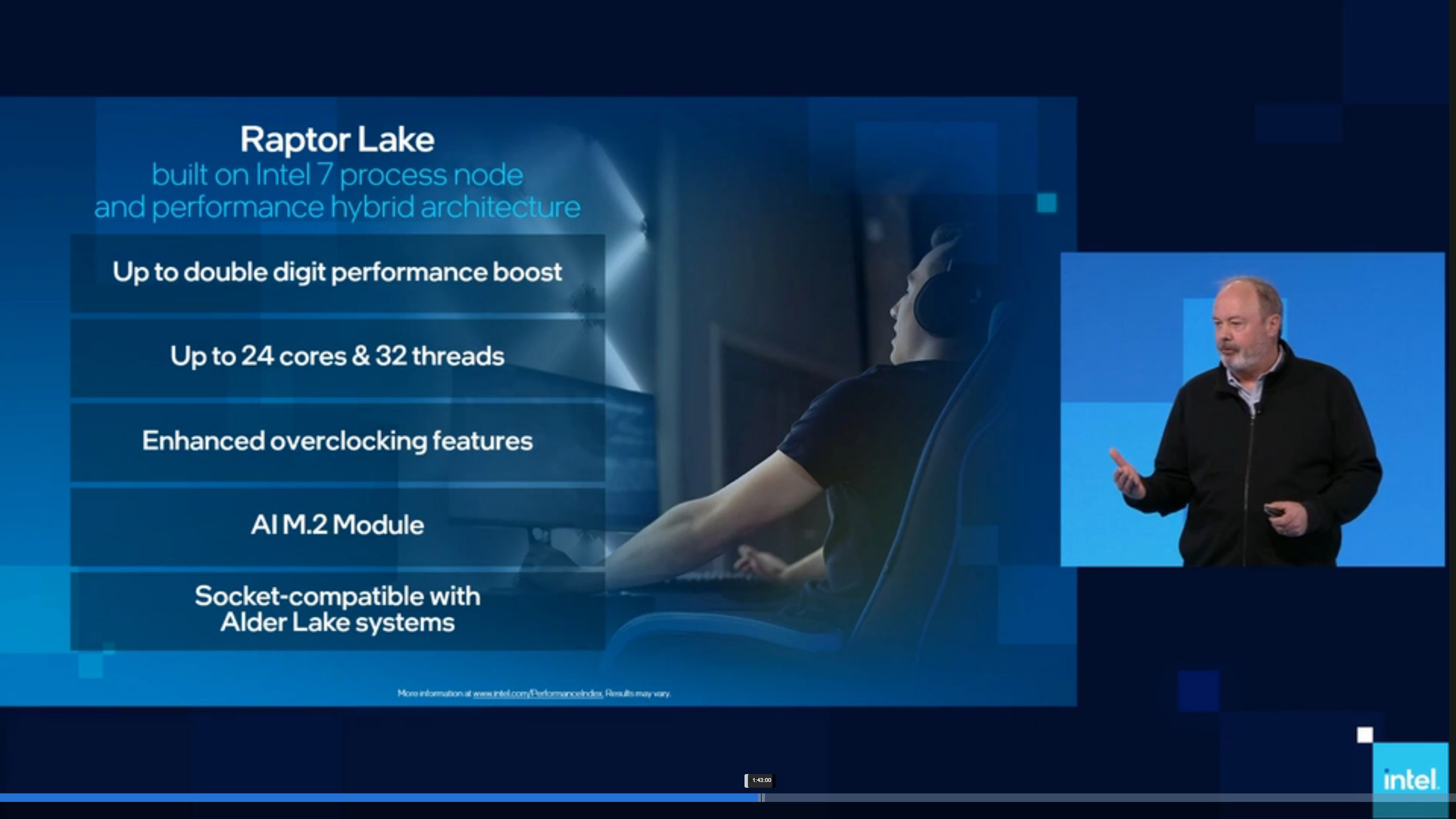 Présentation d'Intel de son architecture de processeur Raptor Lak de 13e génération
