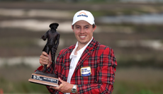 Matt Fitzpatrick holds the RBC Heritage trophy