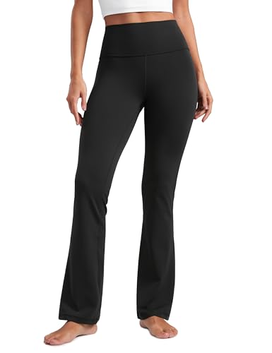 Crz Yoga Women&#039;s Butterluxe Flared Leggings - 32&amp;quot; High Waist Bootleg Trousers Bootcut Soft Casual Yoga Pants With Pockets Black 12