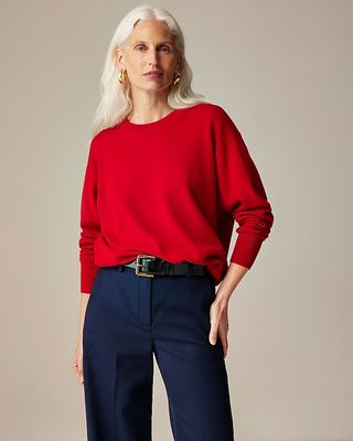 Suéter de cashmere relaxado com gola redonda