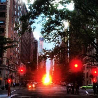 Manhattanhenge sunset as seen on May 30, 2014.