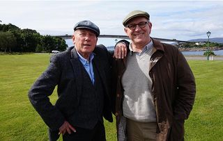 Great British Car Journeys. Shows Christopher Timothy and Peter Davidson in Scotland