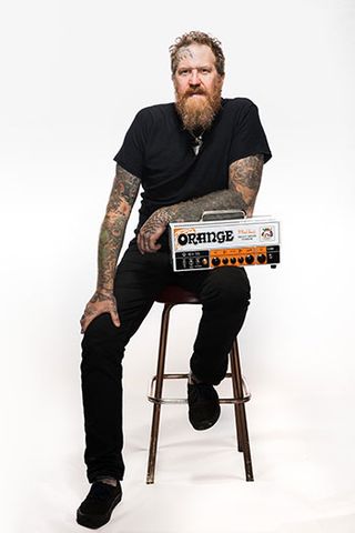 Mastodon's Brent Hinds with his new Orange signature amplifier.