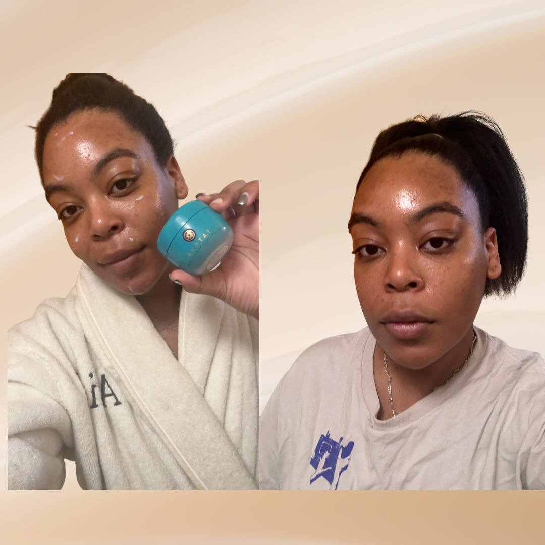 Ariel Baker testing the Tatcha Longevity Memory Cream