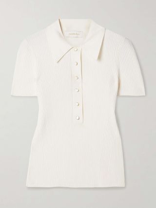 Ribbed-Knit Polo Shirt