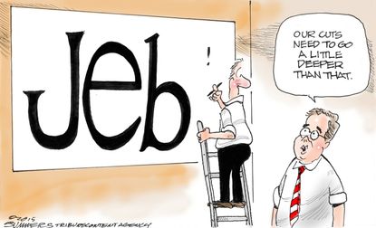 Political cartoon U.S. Jeb Bush 2016 Cuts