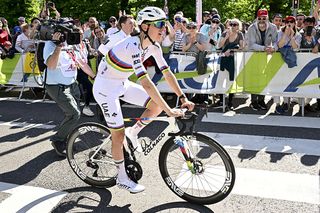 Tadej Pogačar after winning the 2025 edition of Liège-Bastogne-Liège