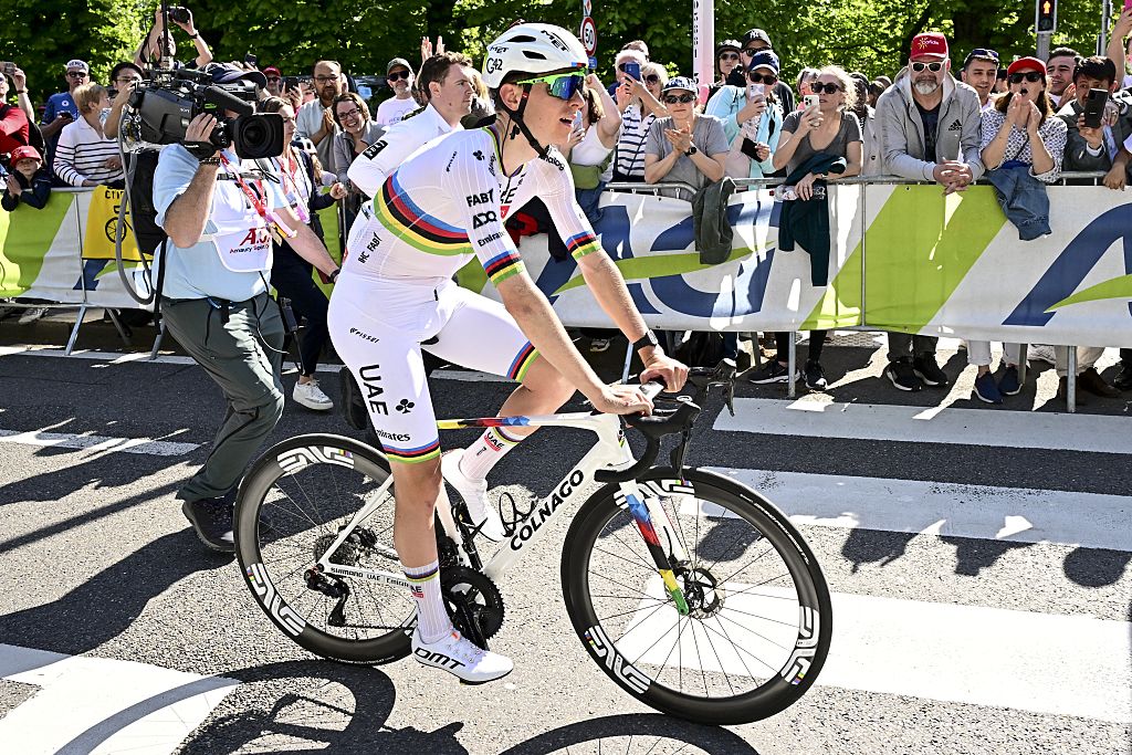 Tadej Pogačar after winning the 2025 edition of Liège-Bastogne-Liège