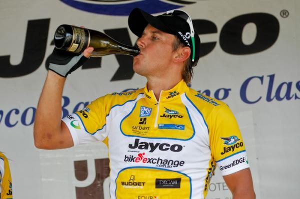 Allan Davis (Mitchelton Wines - Lowe Farms) takes a well-deserved drink on a hot day